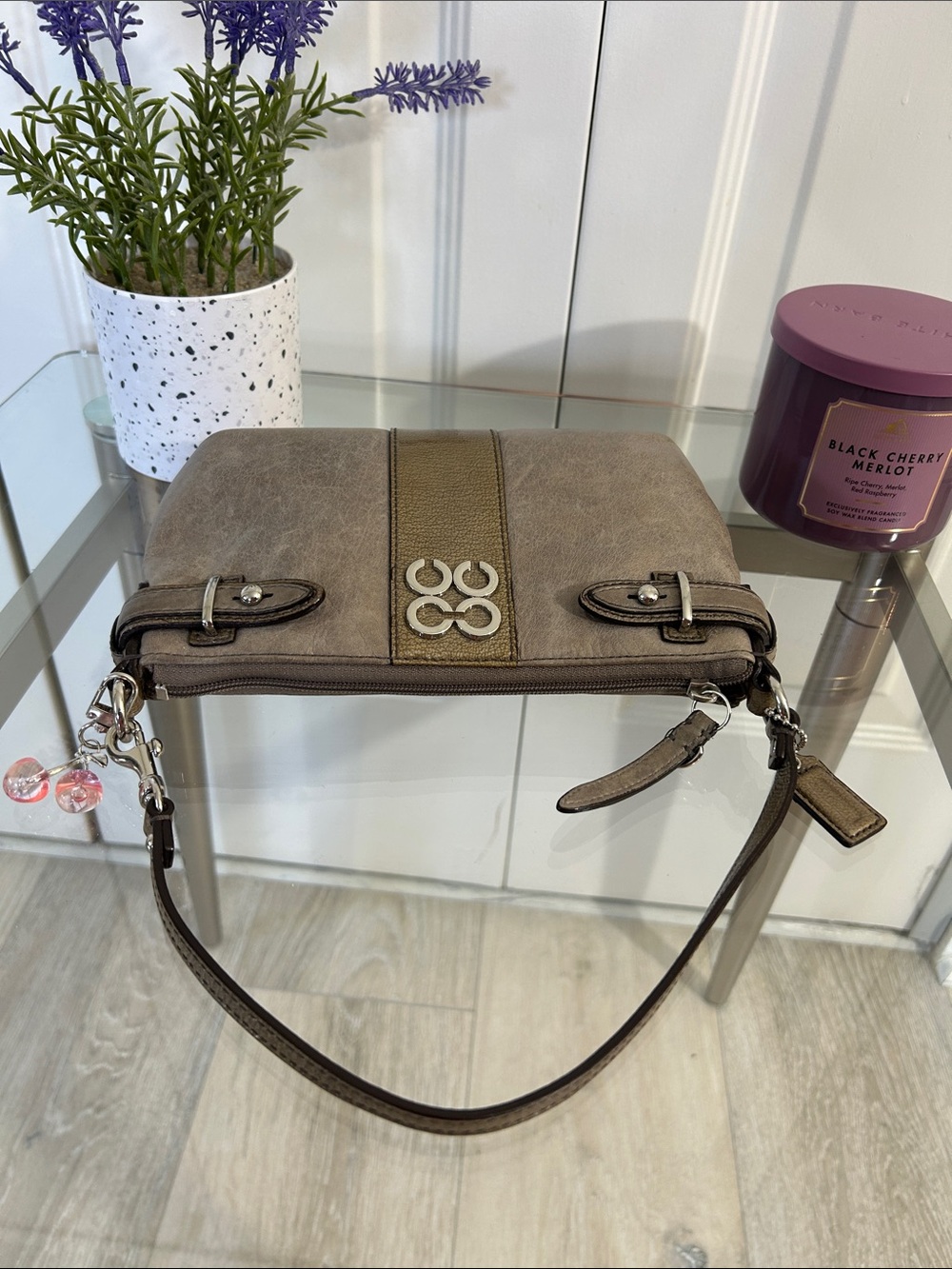 Coach Vintage wash Leather Taupe and Olive Mini Bag - Picture 4 of 10